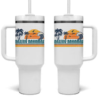 Vintage Nassau Tumbler With Handle Bahamas Vacation Beach Summer Retro Sunset - Wonder Print Shop