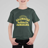 Saltwater Seashells Sunshine T Shirt For Kid Beach Summer Vacation Vintage 70's Retro - Wonder Print Shop
