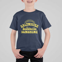 Saltwater Seashells Sunshine T Shirt For Kid Beach Summer Vacation Vintage 70's Retro - Wonder Print Shop