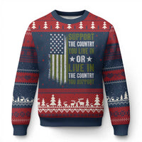 Social Justice Ugly Christmas Sweater Support The Country You Live In American Flag - Wonder Print Shop