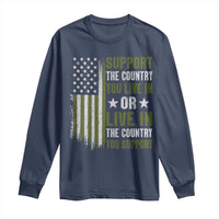 Social Justice Long Sleeve Shirt Support The Country You Live In American Flag - Wonder Print Shop