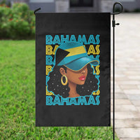 Bahamian Girl Garden Flag Melanin Afro Messy Bun Black Woman Bahamas Flag - Wonder Print Shop