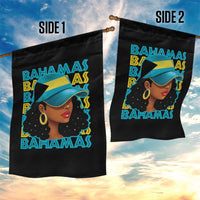 Bahamian Girl Garden Flag Melanin Afro Messy Bun Black Woman Bahamas Flag - Wonder Print Shop