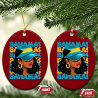 Bahamian Girl Ceramic Ornament Melanin Afro Messy Bun Black Woman Bahamas Flag - Wonder Print Shop