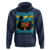 Bahamian Girl Hoodie Melanin Afro Messy Bun Black Woman Bahamas Flag - Wonder Print Shop
