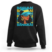 Bahamian Girl Sweatshirt Melanin Afro Messy Bun Black Woman Bahamas Flag - Wonder Print Shop