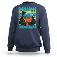 Bahamian Girl Sweatshirt Melanin Afro Messy Bun Black Woman Bahamas Flag - Wonder Print Shop