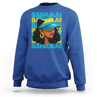 Bahamian Girl Sweatshirt Melanin Afro Messy Bun Black Woman Bahamas Flag - Wonder Print Shop