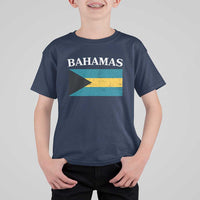 Bahamas Flag T Shirt For Kid Retro Vintage Bahamian Gifts - Wonder Print Shop