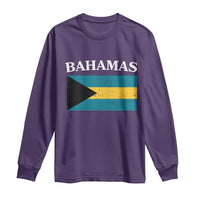 Bahamas Flag Long Sleeve Shirt Retro Vintage Bahamian Gifts - Wonder Print Shop
