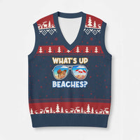 Bahamas Swimming Pigs V-Neck Knit Sweater Vest Pig Swim Caribbean Beach Summer Vacation - Wonder Print Shop