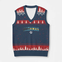 Bahamas Flag V-Neck Knit Sweater Vest Caribbean Hibiscus Flower Beach Summer Vacation - Wonder Print Shop