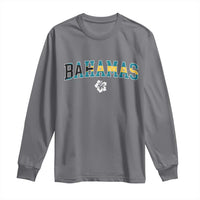 Bahamas Flag Long Sleeve Shirt Caribbean Hibiscus Flower Beach Summer Vacation - Wonder Print Shop