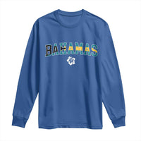 Bahamas Flag Long Sleeve Shirt Caribbean Hibiscus Flower Beach Summer Vacation - Wonder Print Shop