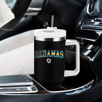 Bahamas Flag Tumbler With Handle Caribbean Hibiscus Flower Beach Summer Vacation - Wonder Print Shop