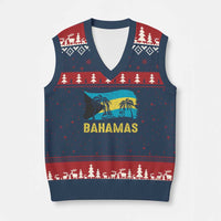 Bahamas Flag V-Neck Knit Sweater Vest Tropical Island Palm Trees Bahamian Gifts - Wonder Print Shop