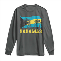Bahamas Flag Long Sleeve Shirt Tropical Island Palm Trees Bahamian Gifts - Wonder Print Shop