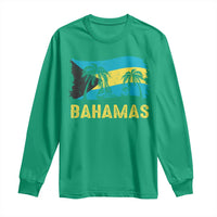 Bahamas Flag Long Sleeve Shirt Tropical Island Palm Trees Bahamian Gifts - Wonder Print Shop