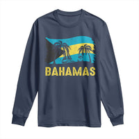 Bahamas Flag Long Sleeve Shirt Tropical Island Palm Trees Bahamian Gifts - Wonder Print Shop