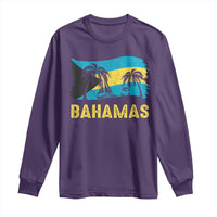 Bahamas Flag Long Sleeve Shirt Tropical Island Palm Trees Bahamian Gifts - Wonder Print Shop