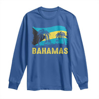 Bahamas Flag Long Sleeve Shirt Tropical Island Palm Trees Bahamian Gifts - Wonder Print Shop