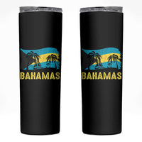 Bahamas Flag Skinny Tumbler Tropical Island Palm Trees Bahamian Gifts - Wonder Print Shop