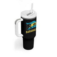 Bahamas Flag Tumbler With Handle Tropical Island Palm Trees Bahamian Gifts - Wonder Print Shop