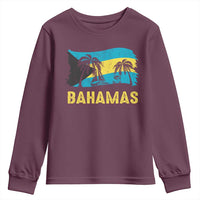 Bahamas Flag Youth Sweatshirt Tropical Island Palm Trees Bahamian Gifts - Wonder Print Shop