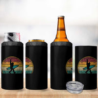 Vintage Bigfoot Surfing 4 in 1 Can Cooler Tumbler Sasquatch Beach Vacation Retro Surf Sun Shaka - Wonder Print Shop