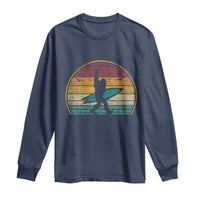 Vintage Bigfoot Surfing Long Sleeve Shirt Sasquatch Beach Vacation Retro Surf Sun Shaka - Wonder Print Shop