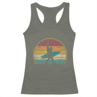 Vintage Bigfoot Surfing Racerback Tank Top Sasquatch Beach Vacation Retro Surf Sun Shaka - Wonder Print Shop