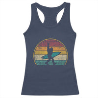 Vintage Bigfoot Surfing Racerback Tank Top Sasquatch Beach Vacation Retro Surf Sun Shaka - Wonder Print Shop