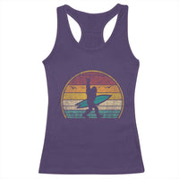 Vintage Bigfoot Surfing Racerback Tank Top Sasquatch Beach Vacation Retro Surf Sun Shaka - Wonder Print Shop