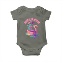 Summerween Mermaid Skeleton Baby Onesie Beach Flamingo Halloween Girl - Wonder Print Shop