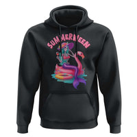 Summerween Mermaid Skeleton Hoodie Beach Flamingo Halloween Girl - Wonder Print Shop