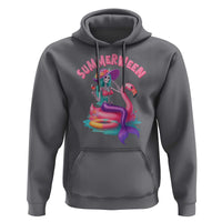 Summerween Mermaid Skeleton Hoodie Beach Flamingo Halloween Girl - Wonder Print Shop