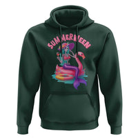 Summerween Mermaid Skeleton Hoodie Beach Flamingo Halloween Girl - Wonder Print Shop