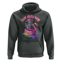 Summerween Mermaid Skeleton Hoodie Beach Flamingo Halloween Girl - Wonder Print Shop