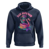 Summerween Mermaid Skeleton Hoodie Beach Flamingo Halloween Girl - Wonder Print Shop