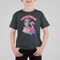 Summerween Mermaid Skeleton T Shirt For Kid Beach Flamingo Halloween Girl - Wonder Print Shop
