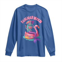 Summerween Mermaid Skeleton Long Sleeve Shirt Beach Flamingo Halloween Girl - Wonder Print Shop