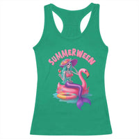 Summerween Mermaid Skeleton Racerback Tank Top Beach Flamingo Halloween Girl - Wonder Print Shop
