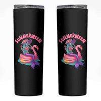 Summerween Mermaid Skeleton Skinny Tumbler Beach Flamingo Halloween Girl - Wonder Print Shop