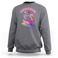 Summerween Mermaid Skeleton Sweatshirt Beach Flamingo Halloween Girl - Wonder Print Shop