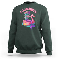 Summerween Mermaid Skeleton Sweatshirt Beach Flamingo Halloween Girl - Wonder Print Shop