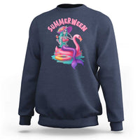 Summerween Mermaid Skeleton Sweatshirt Beach Flamingo Halloween Girl - Wonder Print Shop