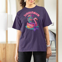 Summerween Mermaid Skeleton T Shirt For Women Beach Flamingo Halloween Girl - Wonder Print Shop