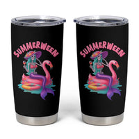 Summerween Mermaid Skeleton Tumbler Cup Beach Flamingo Halloween Girl - Wonder Print Shop