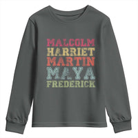Black History Month Youth Sweatshirt Malcolm Harriet Martin Maya Frederick Civil Right Leaders - Wonder Print Shop
