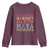 Black History Month Youth Sweatshirt Malcolm Harriet Martin Maya Frederick Civil Right Leaders - Wonder Print Shop